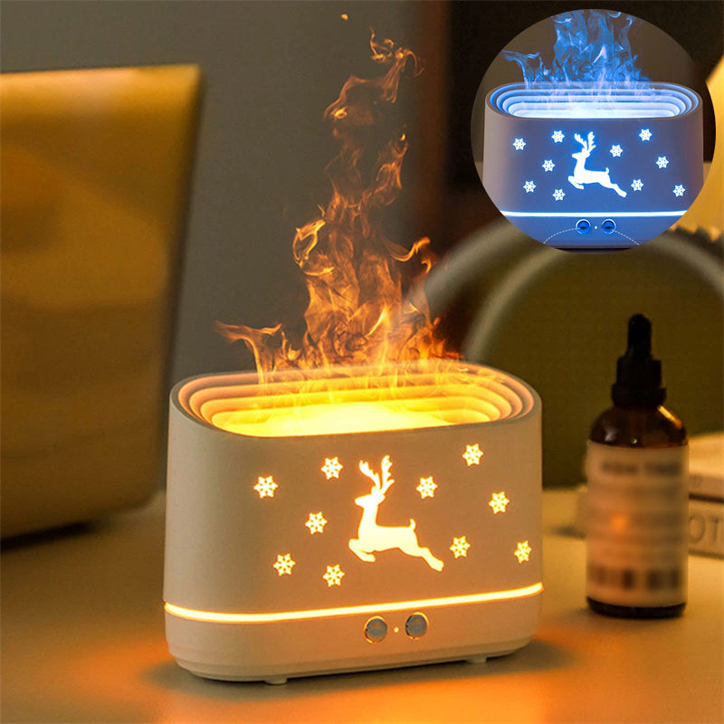 Gizmend Elk Flame Humidifier Diffuser – Silent Atmosphere Lamp & Christmas Home Decor