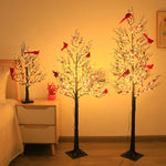 Gizmend Lighted Mini Birch Tree Light – LED Cardinals Christmas Tree Decoration