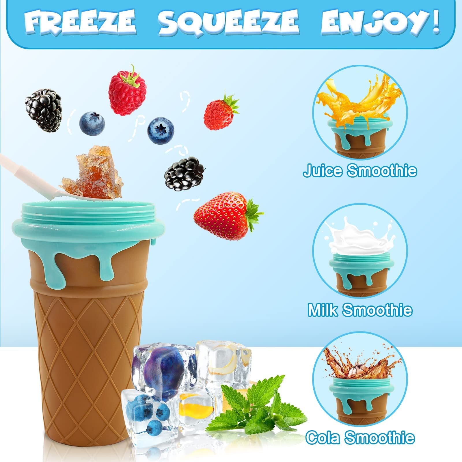 Gizmend 500ml Large Capacity Slushy Cup – Quick-Freeze Magic Smoothie & Ice Cream Maker