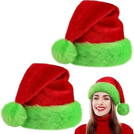 Gizmend Plush Santa Hat – Velvet Christmas Hat with Thick Plush Lining for Holiday Parties